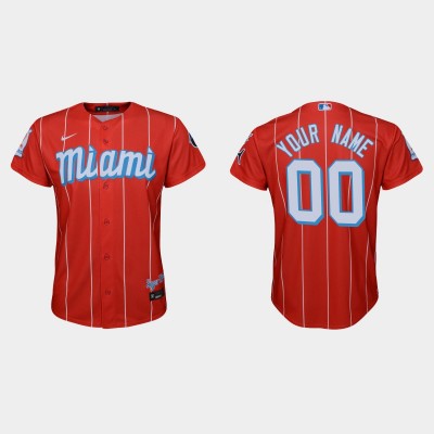 Miami Marlins Custom Women's Nike 2021 City Connect Authentic MLB Jersey Red Men